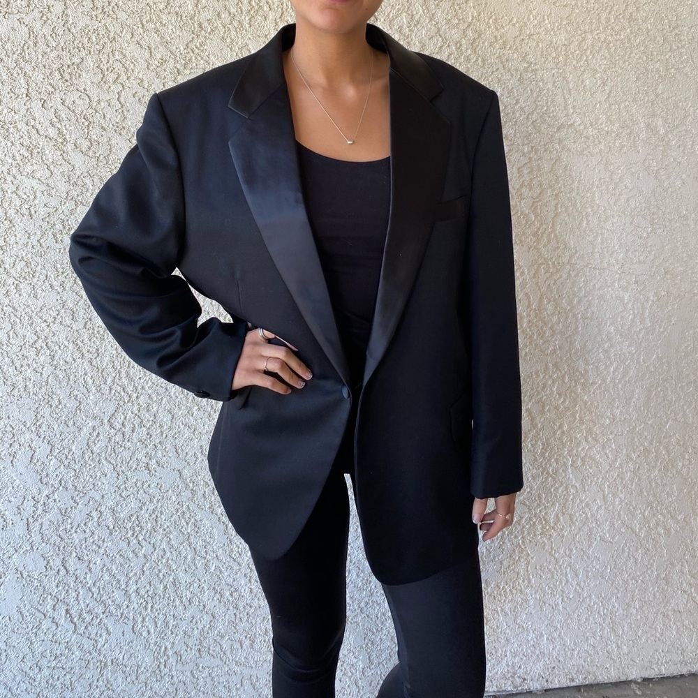 Fendi Black Satin Lapel Women's Blazer